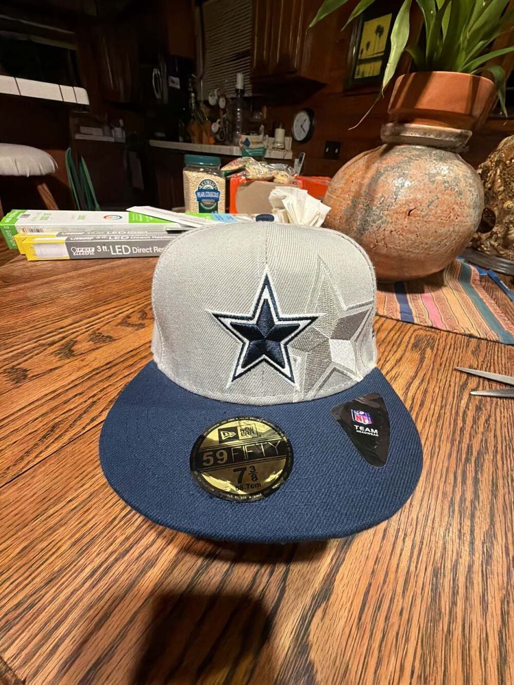 New Era Dallas Cowboys 59FIFTY Grey-Navy Fitted Hat Size 7 3/8